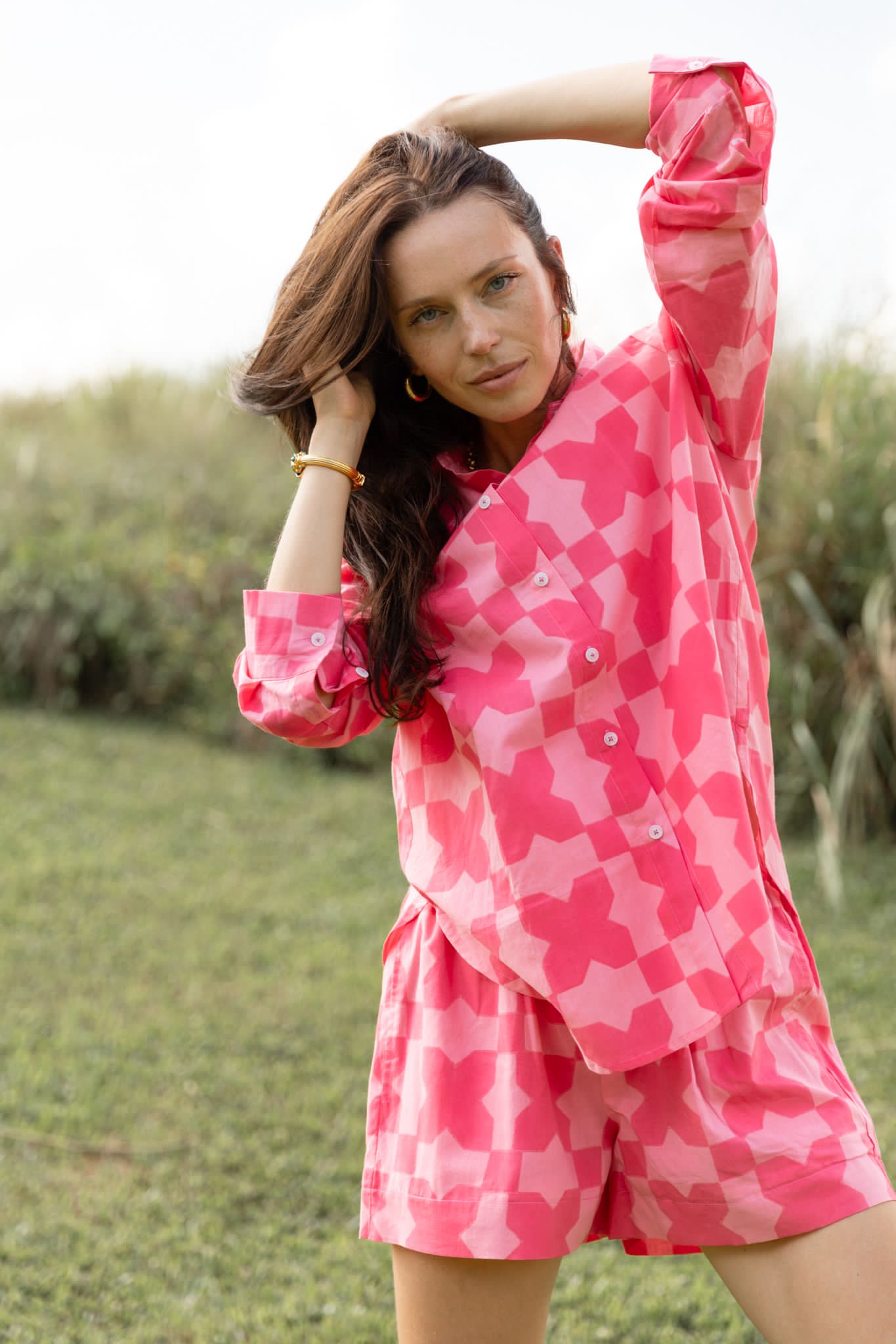 Maisha Concept - Peace Collared Shirt (Hot Pink)