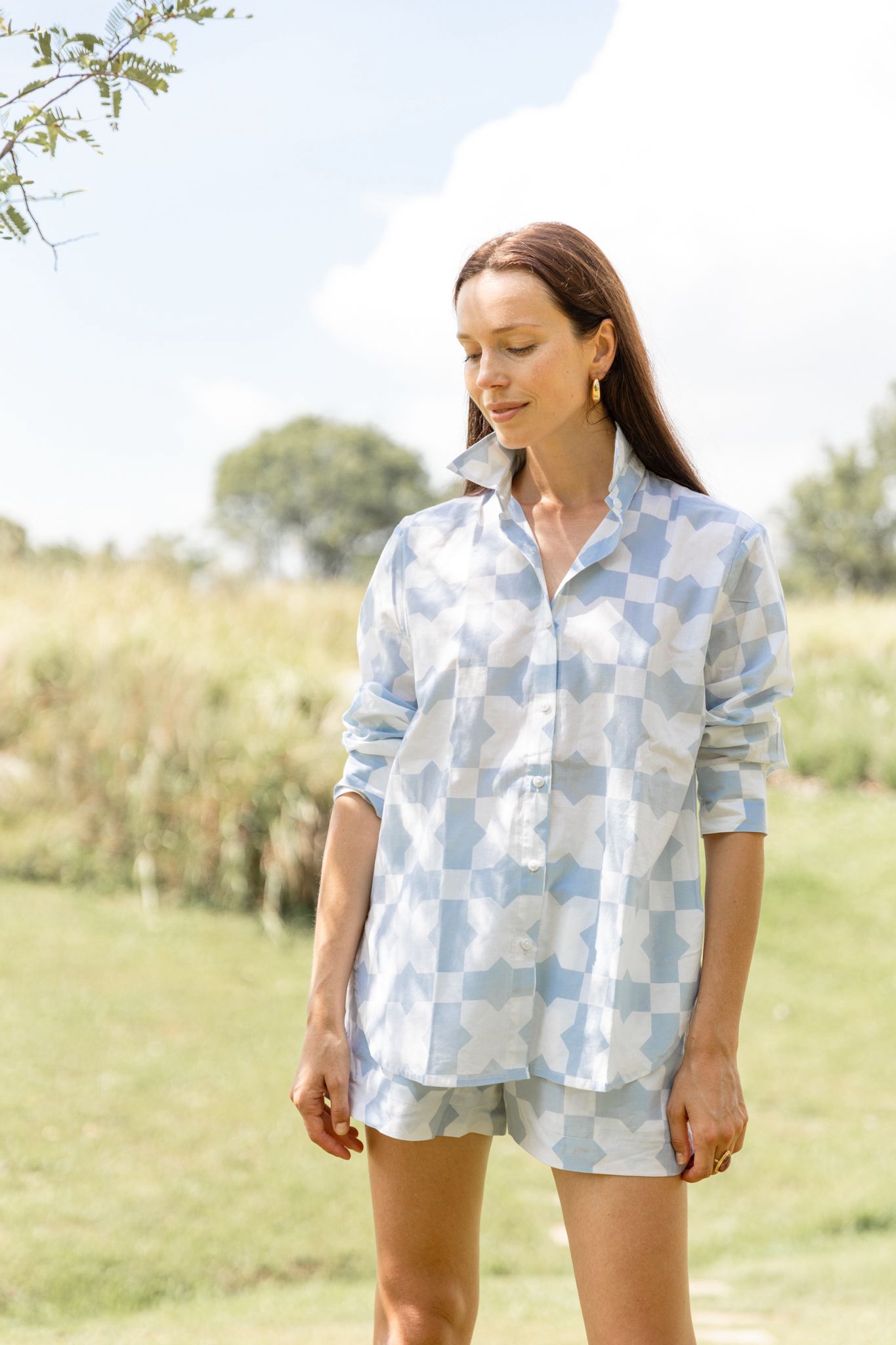 Maisha Concept - Peace Collared Shirt (Baby Blue)