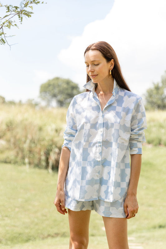 Maisha Concept - Peace Collared Shirt (Baby Blue)